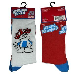 1x Hawaiian Punch Novelty Crew Socks Adult Set One Size